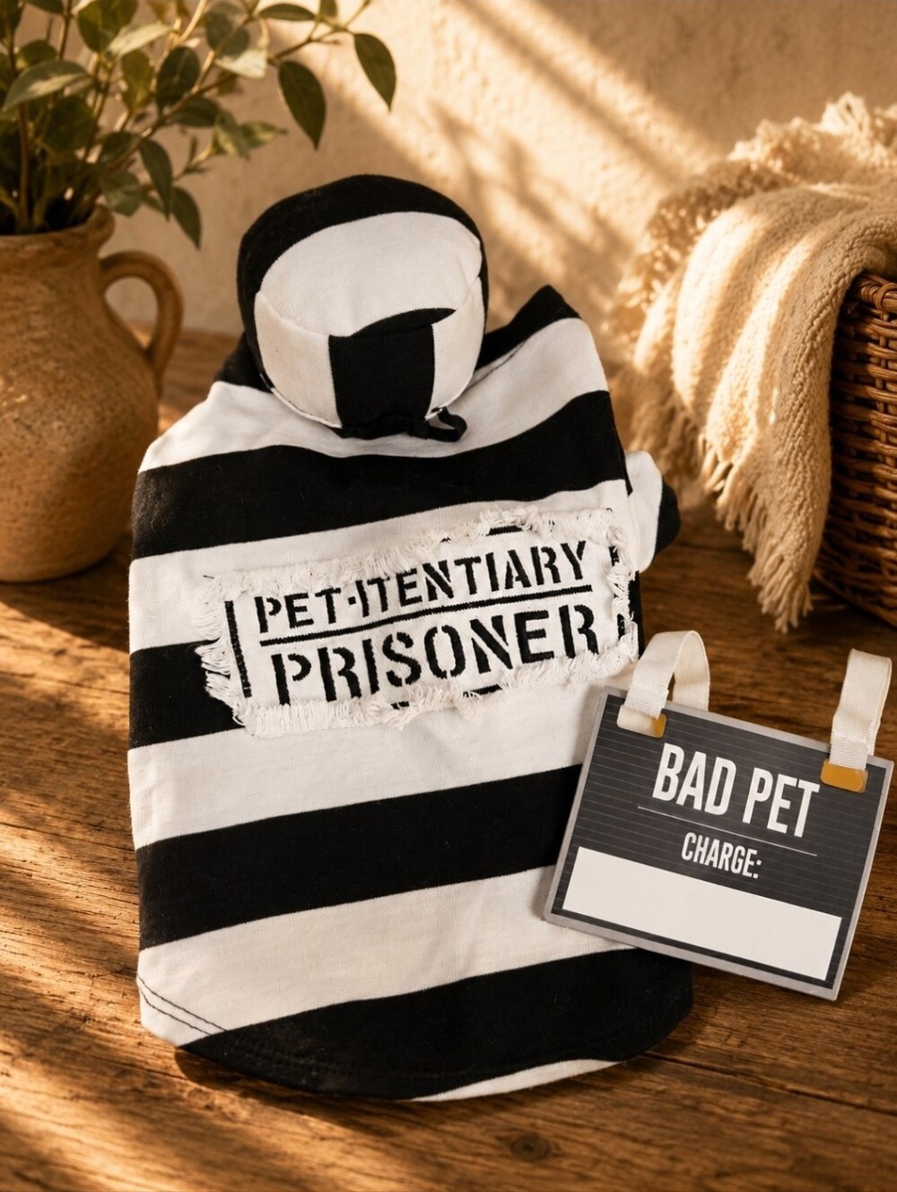 Pet Tentiary Prisoner Black & White Pet Costume